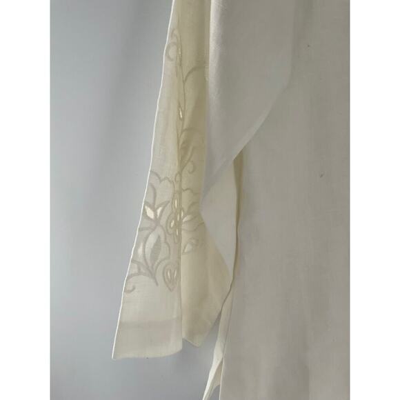 Lucy Pirada Blouse Womens Size Large 100% Linen Long Sleeves Embroidered Top - Picture 6 of 8